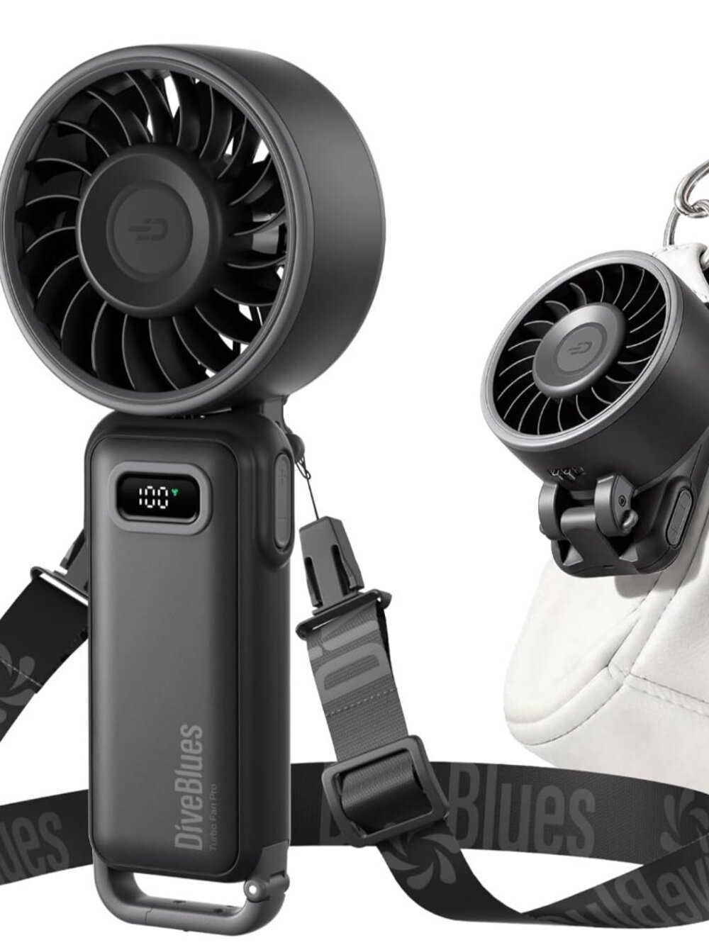 Portable Turbo Fan, 100 Speed Handheld Fan with Strong Airflow, Foldable 4 in 1